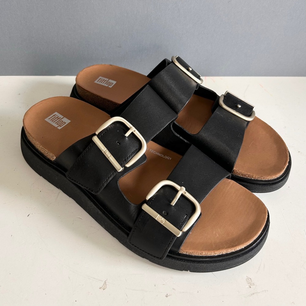 FitFlop Lulu sandals Slides Mens 9 Buckle Microwobbleboard HE8-001
